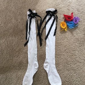 Women’s White costume rave thigh high socks NEW one size